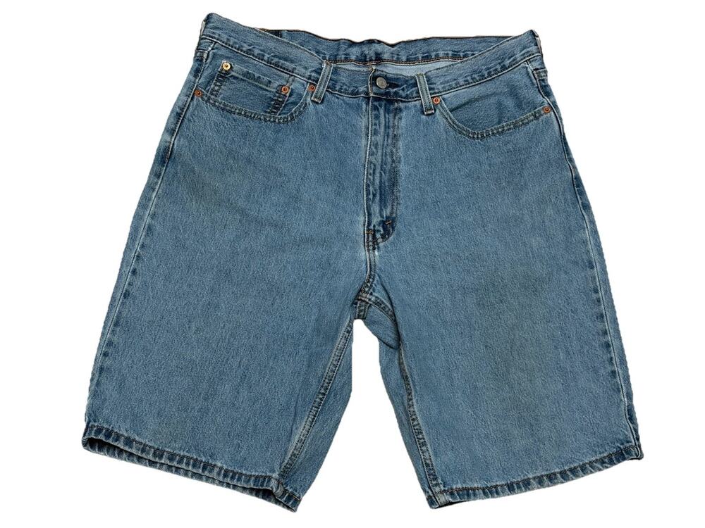 Levi’s 469 Loose Denim Shorts Jorts Mens 36 Blue 11 Inseam Distressed y2k Skater